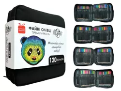 Набор цветные мягкие карандаши 120 цветов подарочный набор в нейлоновом чехле Art Planet панда