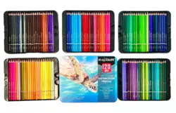 Цветные акварельные карандаши 120 цветов в металлическом пенале