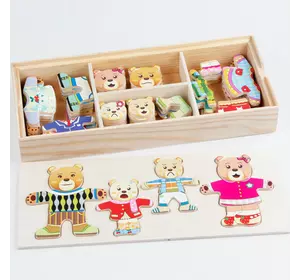 Детская развивающая деревянная игрушка пазл медведи подарок для мальчика и девочки