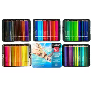 Цветные акварельные карандаши 120 цветов в металлическом пенале